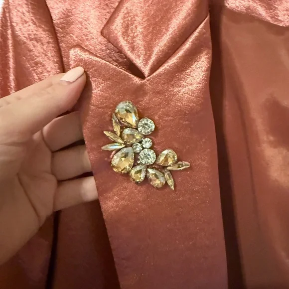 Cinq à Sept Satin Blazer in Rich Copper